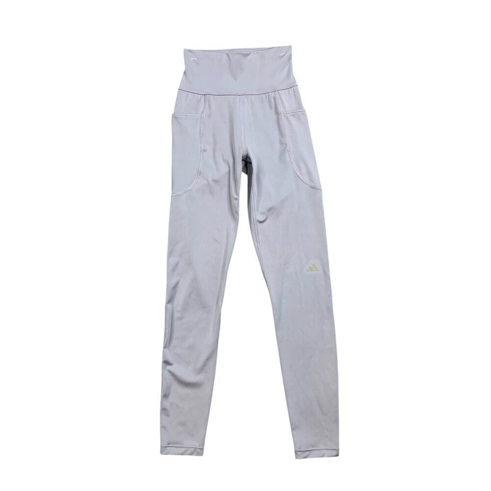 Adidas Leggings Womens 2XS XXS Lilac Aeroready High Waist Pockets Reflective